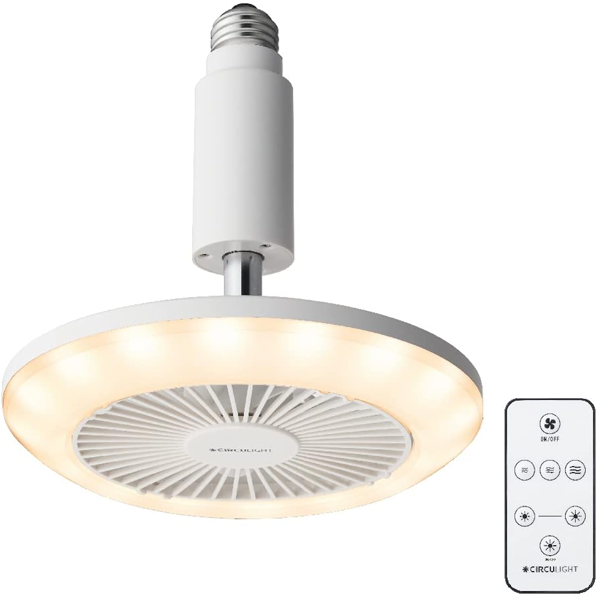 [Current model has increased air volume] Doshisha Circulite Socket Series E26 Model, Light Bulb Color, Equivalent to 60W, 3 Air Volume Levels, Remote Control Included, White