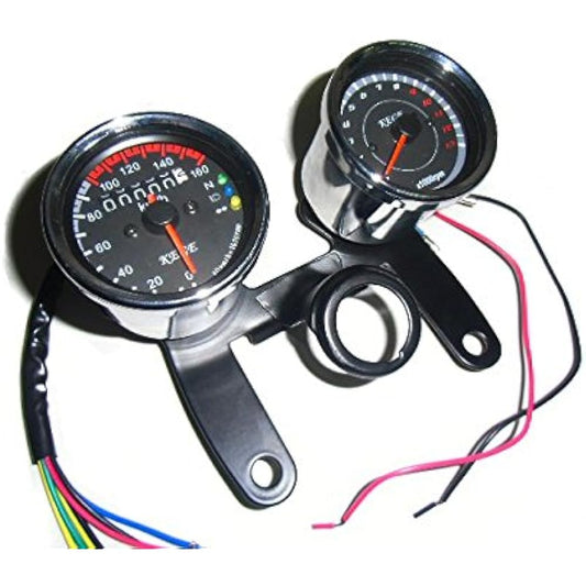 Super beautiful full LED specification! Universal φ60mm for motorcycles/mechanical speedometer with indicator & electric tachometer set for 4 cycles/with stay
