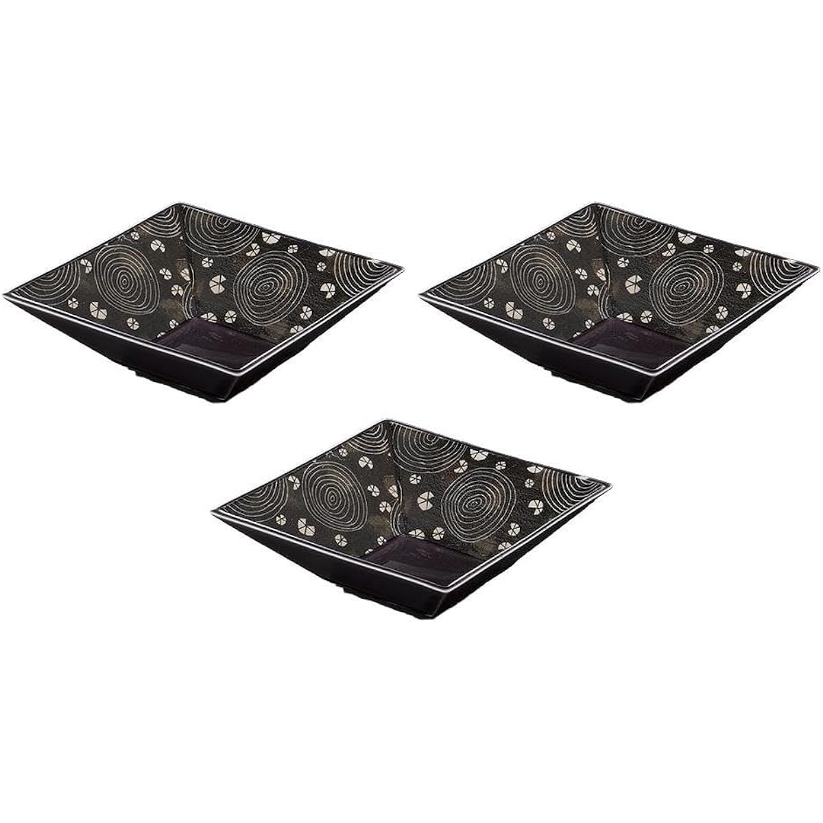 Set of 3 Purple Rust Pattern Square Bowl [15.3 x 15.3 x 4.8cm] | Mukozuke