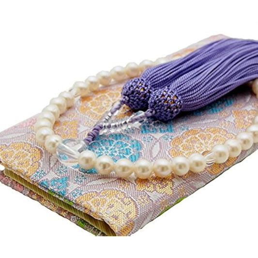 [enyapearl] Prayer beads/prayer beads Genuine pearls Cluster color mauve Freshwater pearls Special case included For women Can be used by all sects Pearl prayer beads Pearl prayer beads mauve