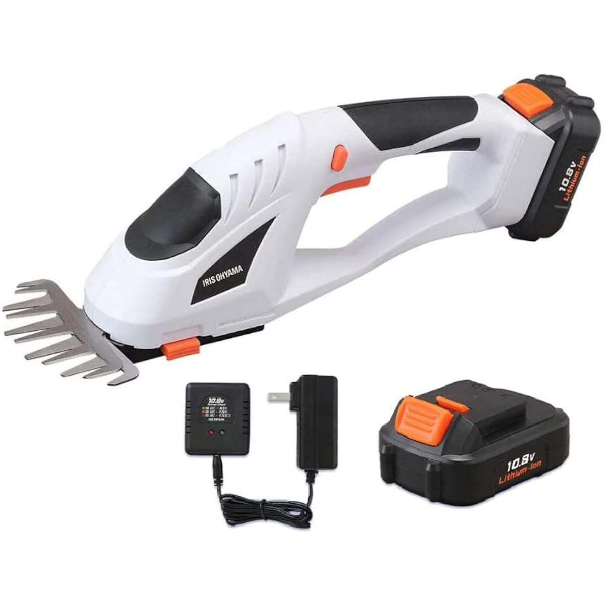 Iris Ohyama Cordless Lawn Clipper, 10.8V, Continuous Use for 50 Minutes, Cutting Width 120mm, Comes with Battery, Charger, and Lawn Mowing Blade (Replacement Blades Are Also Available!) JHC1210 [10.8V Common Battery Series] White