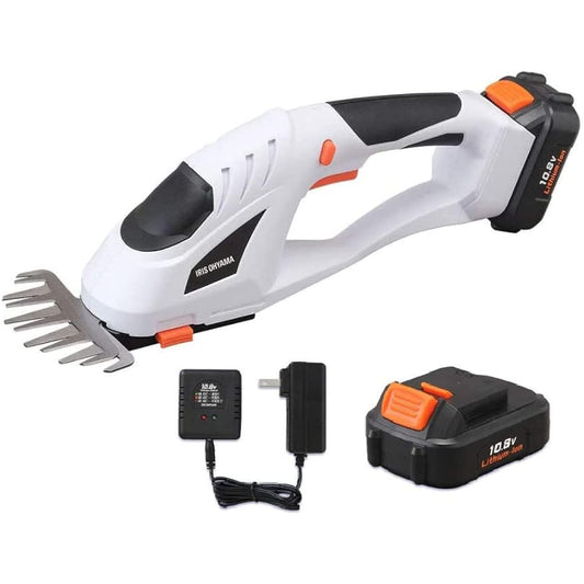 Iris Ohyama Cordless Lawn Clipper, 10.8V, Continuous Use for 50 Minutes, Cutting Width 120mm, Comes with Battery, Charger, and Lawn Mowing Blade (Replacement Blades Are Also Available!) JHC1210 [10.8V Common Battery Series] White