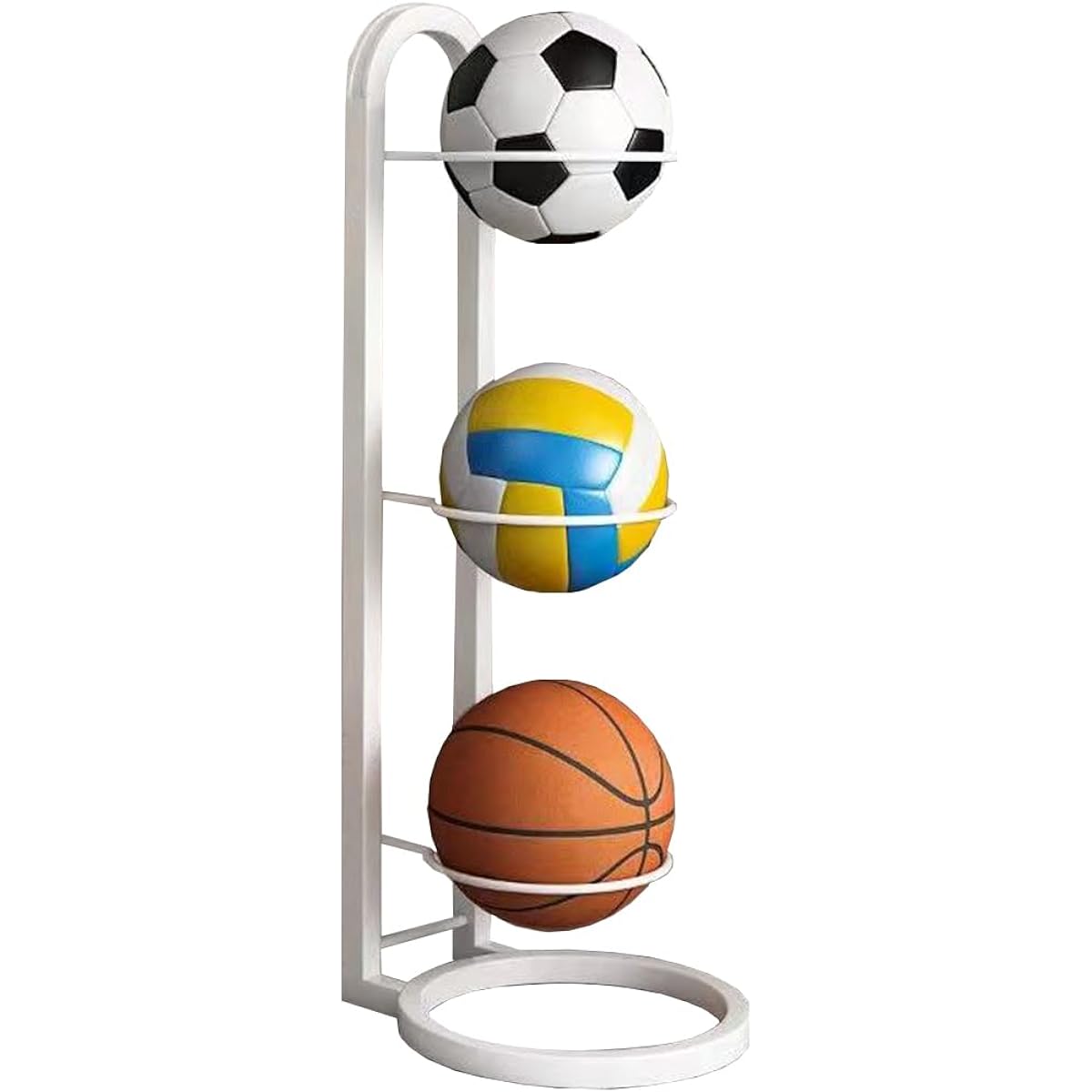 GiDoKe Ball Stand Basketball 3 Tier Basketball Rack Ball Rack Ball Holder Storage Rack Assembly Type Entrance Organization