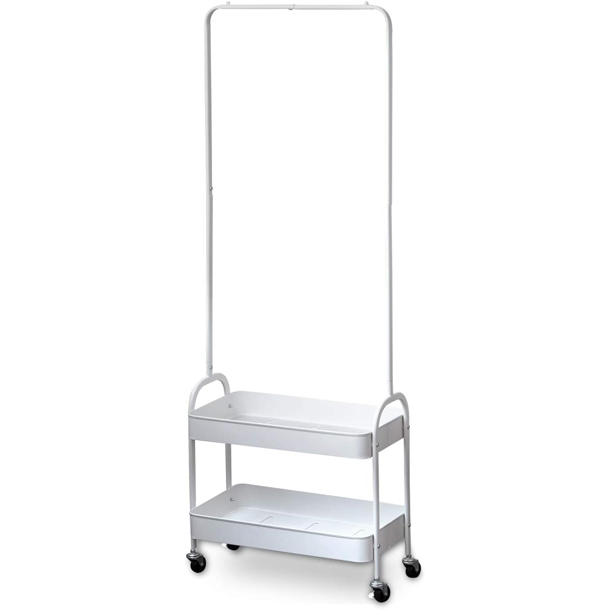 ottostyle.jp Hanger Rack Wagon [White] Width 57cm With Casters Multi Basket Trolley Hanger Clothes Bags Coats Storage Accessories School Bag Rack Matte Mesh