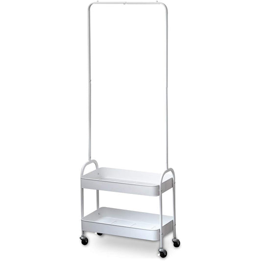 ottostyle.jp Hanger Rack Wagon [White] Width 57cm With Casters Multi Basket Trolley Hanger Clothes Bags Coats Storage Accessories School Bag Rack Matte Mesh