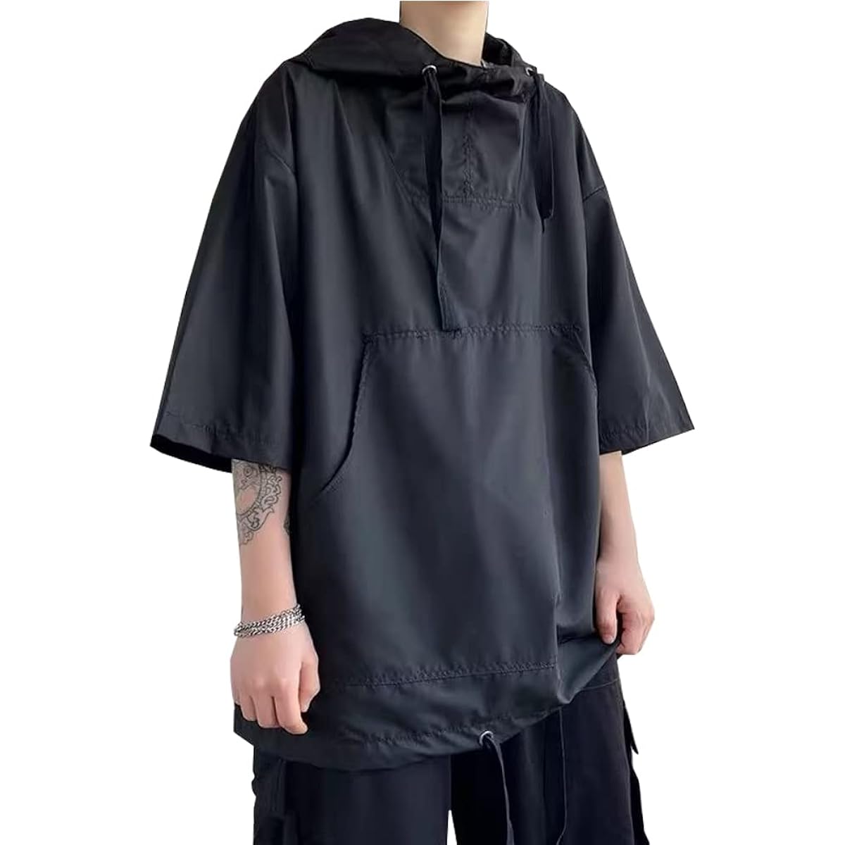 [KOTRBOY] Summer Clothes, Men's T-shirt, Parka, Thin T-shirt, Hooded, Cool, Sports, Loose, Casual, Pullover, Casual, Loose, Hoodie, Sweatshirt, Soft, Stylish, Large Size