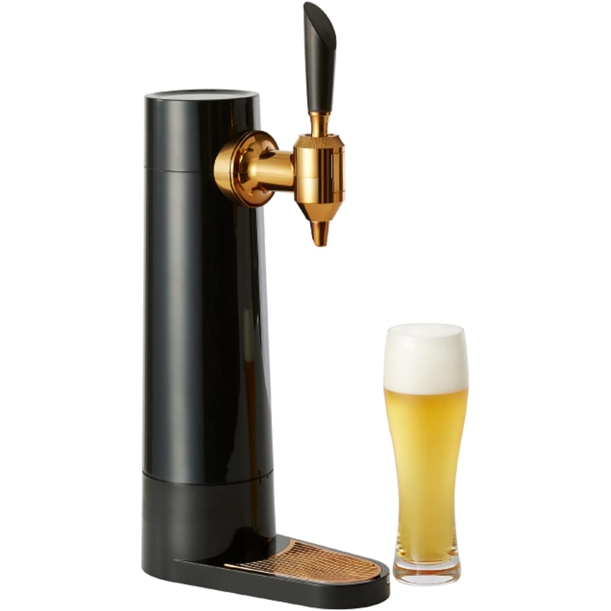 Green House Beer Server, Stand Type, Long-lasting Creamy Foam, Misty Bubbles, Built-in Rechargeable Battery, Includes Sub-Freezing Ice Pack, GH-BEERSEC-BK