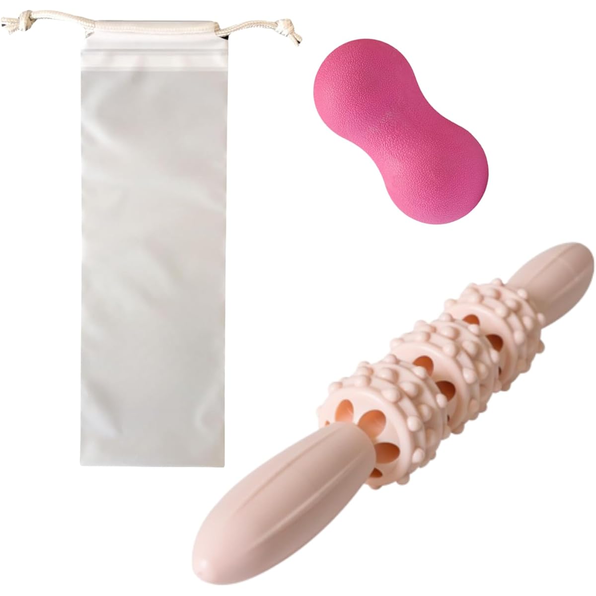 Foam Roller, Myofascial Release, Yoga Pole, Myofascial Release, Fitness, Stress Relief, Muscle Pain Relief, Convenient to Carry, Sports, Yoga Equipment, Massage Ticks, Stretching Equipment, Core Training, Storage Bag Included (3 Piece Set/Peanut Shape/Pi