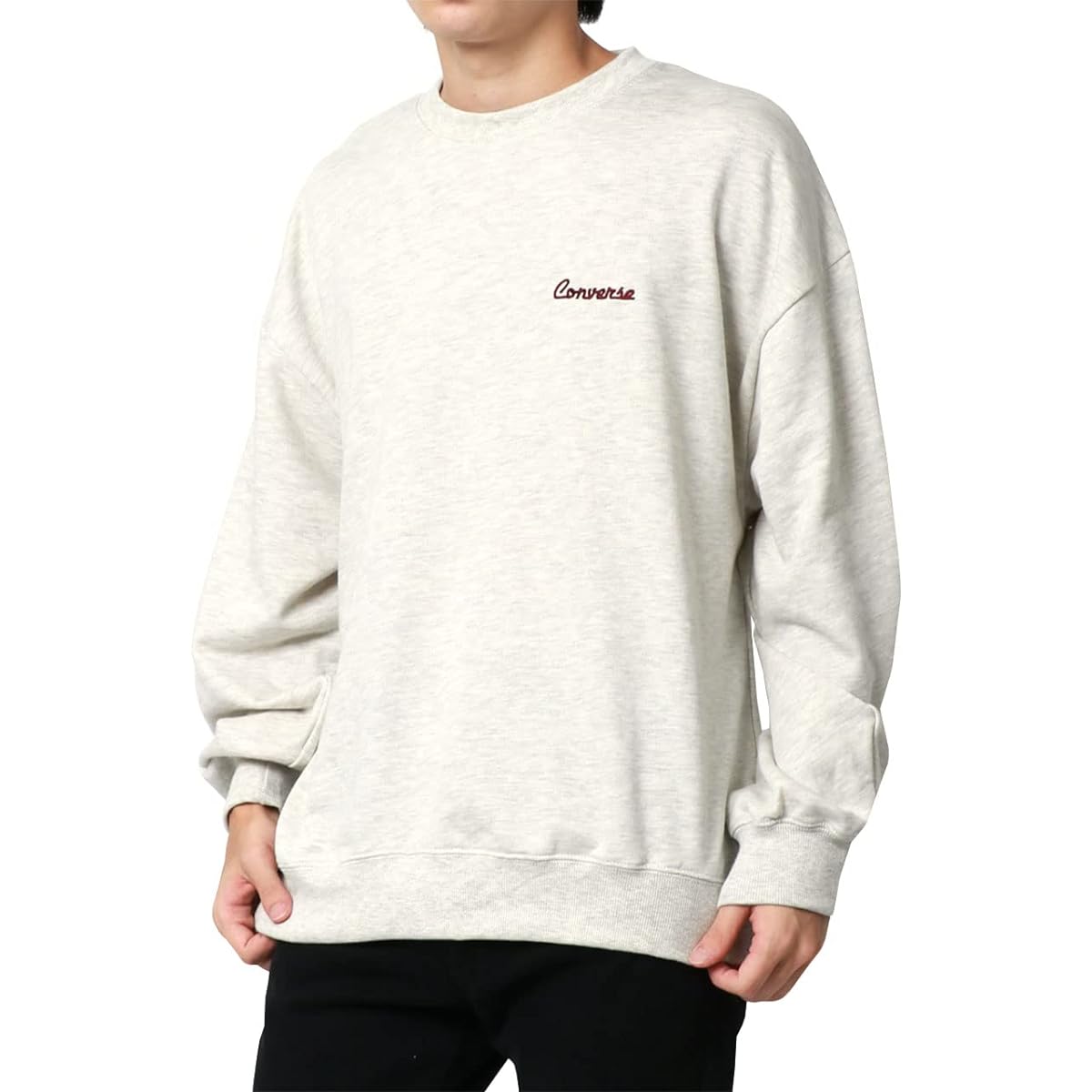 [Converse] Men's Sweatshirt, Fleece Fleece, Retro Print, Embroidered Sweatshirt