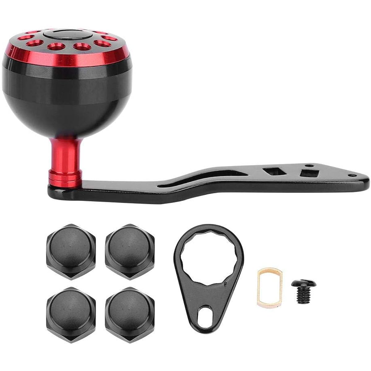 Power reel handle, knob fishing handle Bait reel CNC knob (with fitting) Replacement parts Accessories 3 colors (red) Bait reel handle