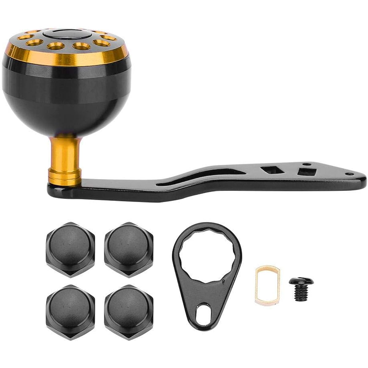 Fishing Reel Handle, Fishing Reel Handle Knob, Reel Handle, Fishing Reel Handle, Power Reel Handle Knob, Fishing Supplies, Reel Handle, Bait Reel Parts, Integrated Structure, Wear-resistant, Fishing Tools, For Fishing Enthusiasts (Golden)