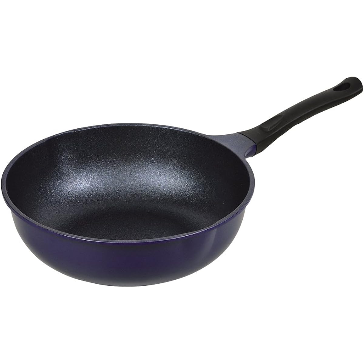 Pearl Metal Lightweight Stir-Fry Pot 28cm IH Compatible Deep Frying Pan Super Blue Marble Light HB-2538 Black