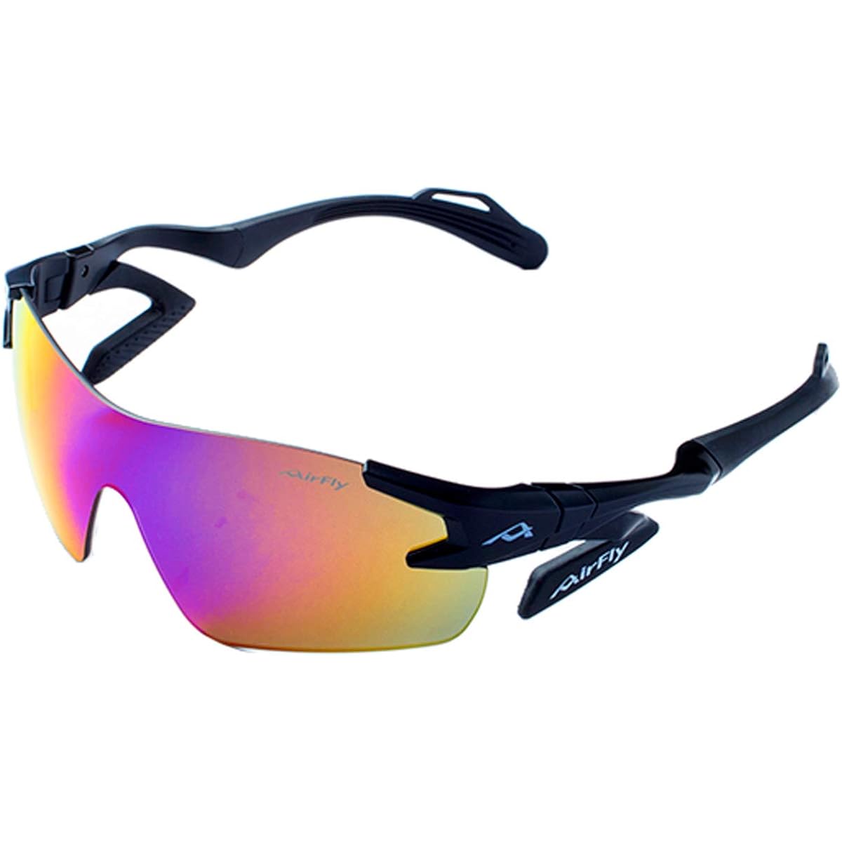 Nose Padless Sports Sunglasses AirFly AF-301 C-3 Black Mirror Lens Unisex Unisex