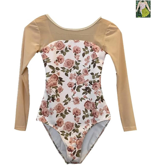 [Pro Dance] ProDance Printed Long Sleeve Floral Pattern Stylish Ballet Leotard Women's PLL017MA