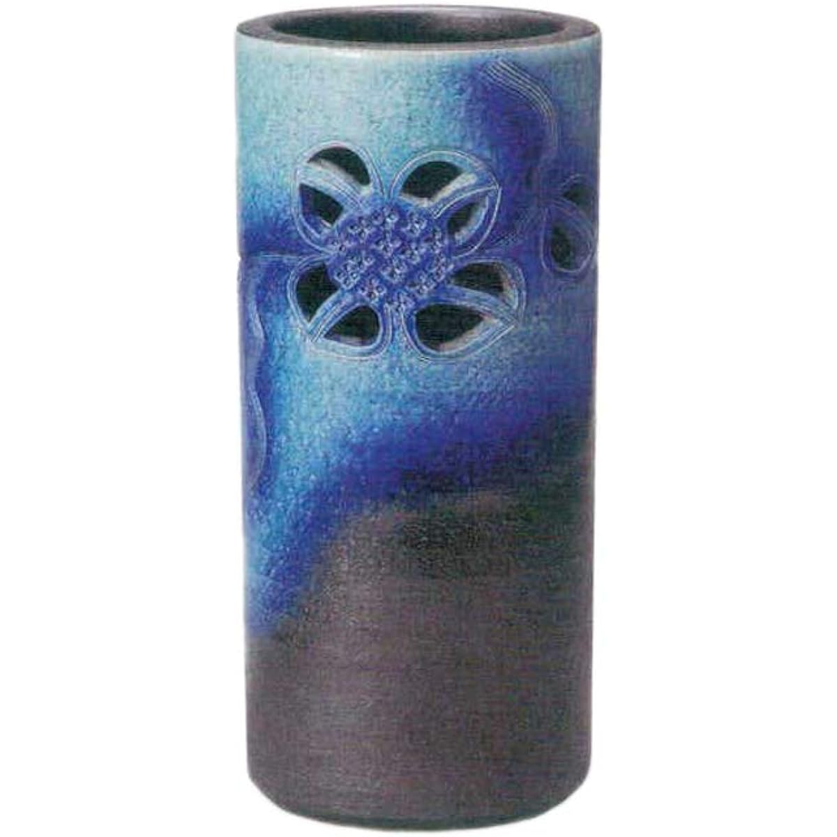 Yamasho Pottery Umbrella Stand Blue etc. Diameter 21.5cm Shigaraki Ware Turkish Blue Hydrangea Carved Umbrella Stand Height 46.0cm