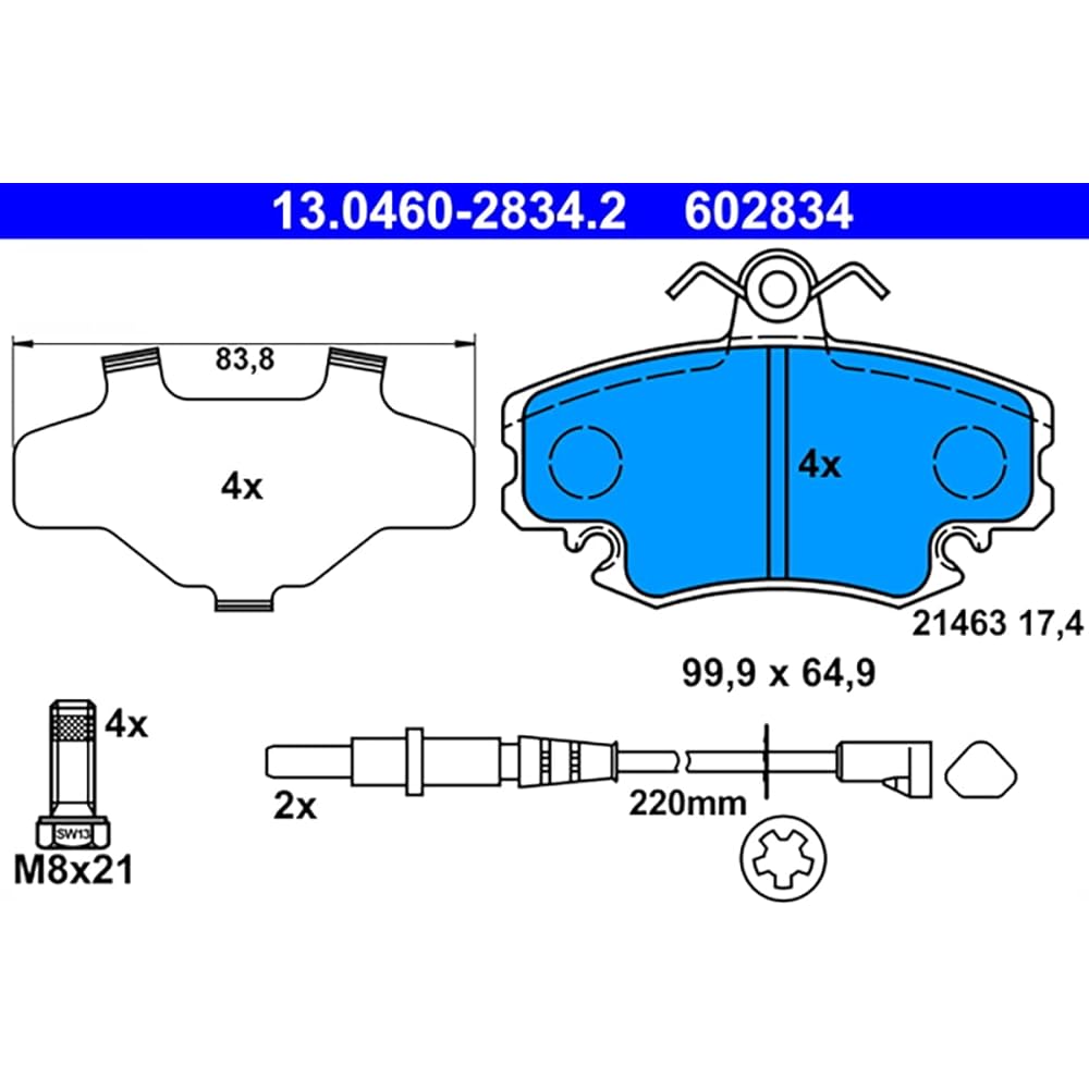 PADDING (ate-at2020) Brake Pads Set 7711130071 13046028342