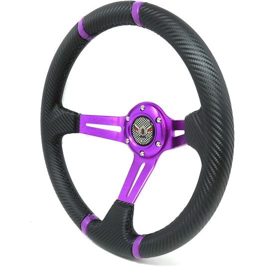 ALTEED Sports Steering 350φ Deep Cone Model Purple Spoke x Carbon Design External Car Steering Wheel