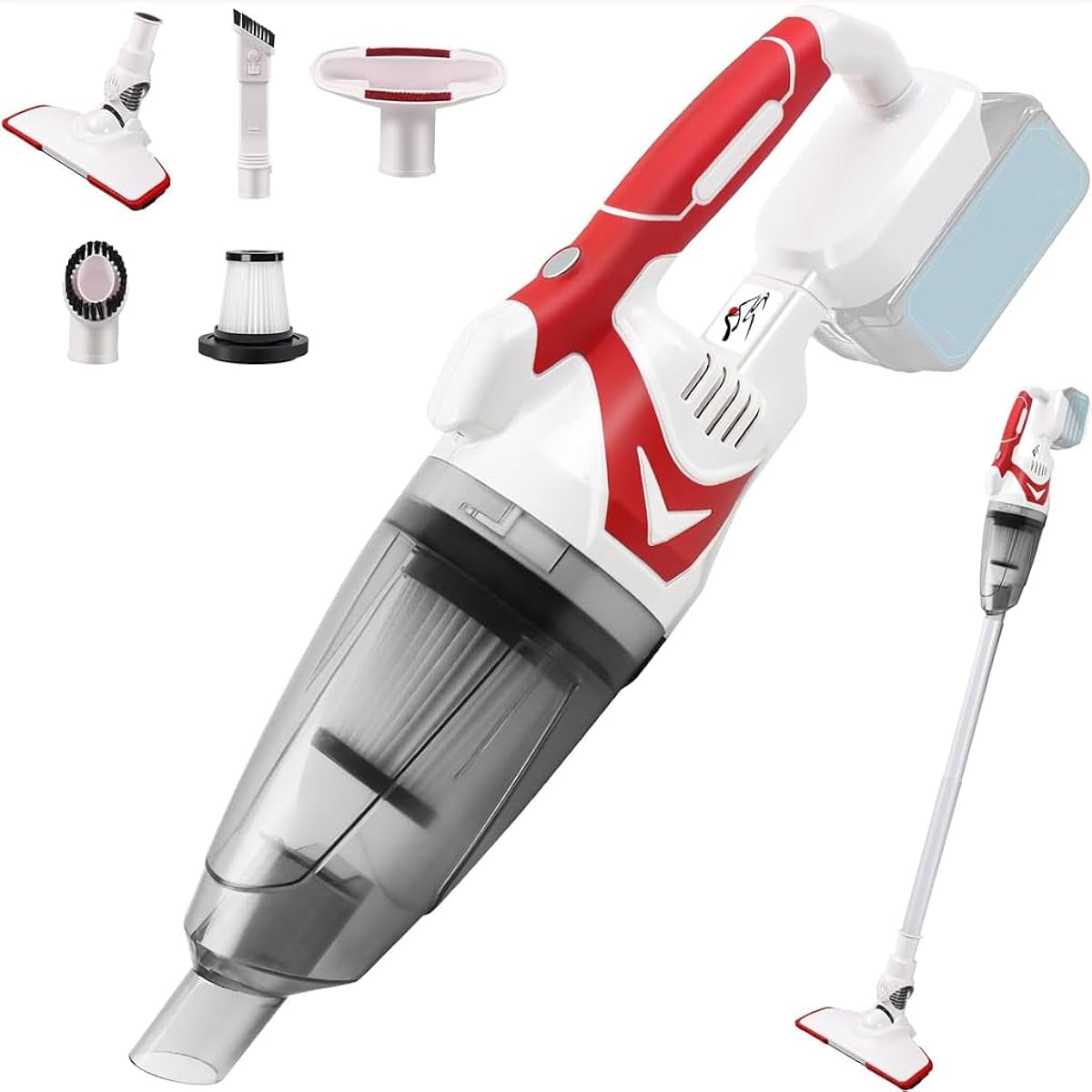 Cordless Vacuum Cleaner 18V 160W Cordless Vacuum Cleaner Suction Power 10kpa Compatible with Makita Battery Handy Vacuum Cleaner Compatible with Makita Vacuum Cleaner (Battery Charger Sold Separately) (Red)