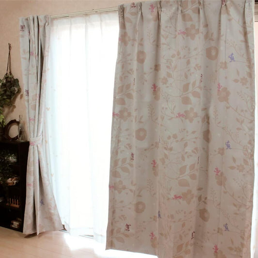 Disney 《Made in Japan》Mickey & Friends Leaf 1st Grade Blackout Heat Shielding Curtain Set of 2 Width 150 x 200cm Length SB-590-D