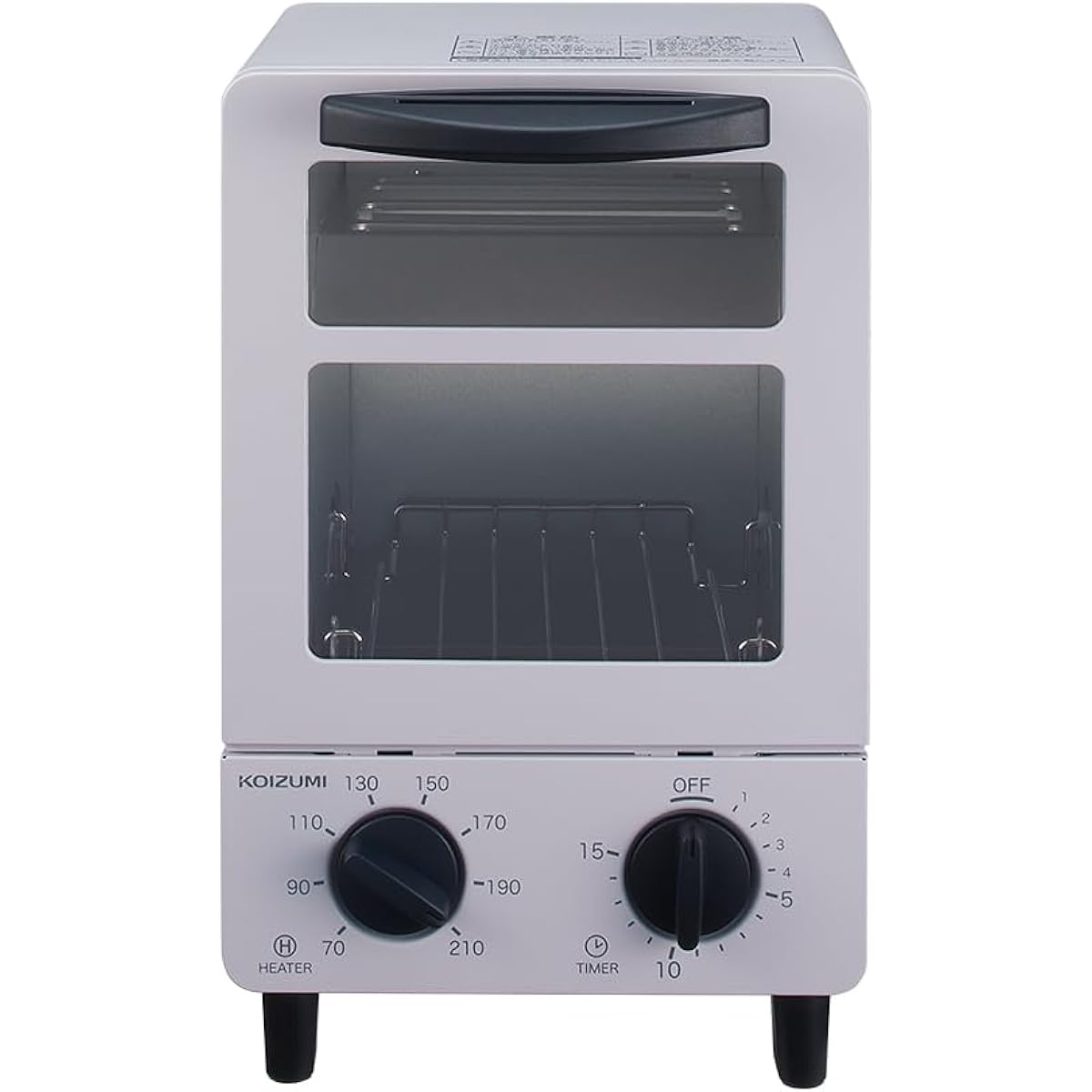 Koizumi Toaster Oven with Fried Egg Tray, Stepless Temperature Adjustment Function, 15 Minute Timer, Single Baking, Compact, Gray KOS-0601/H