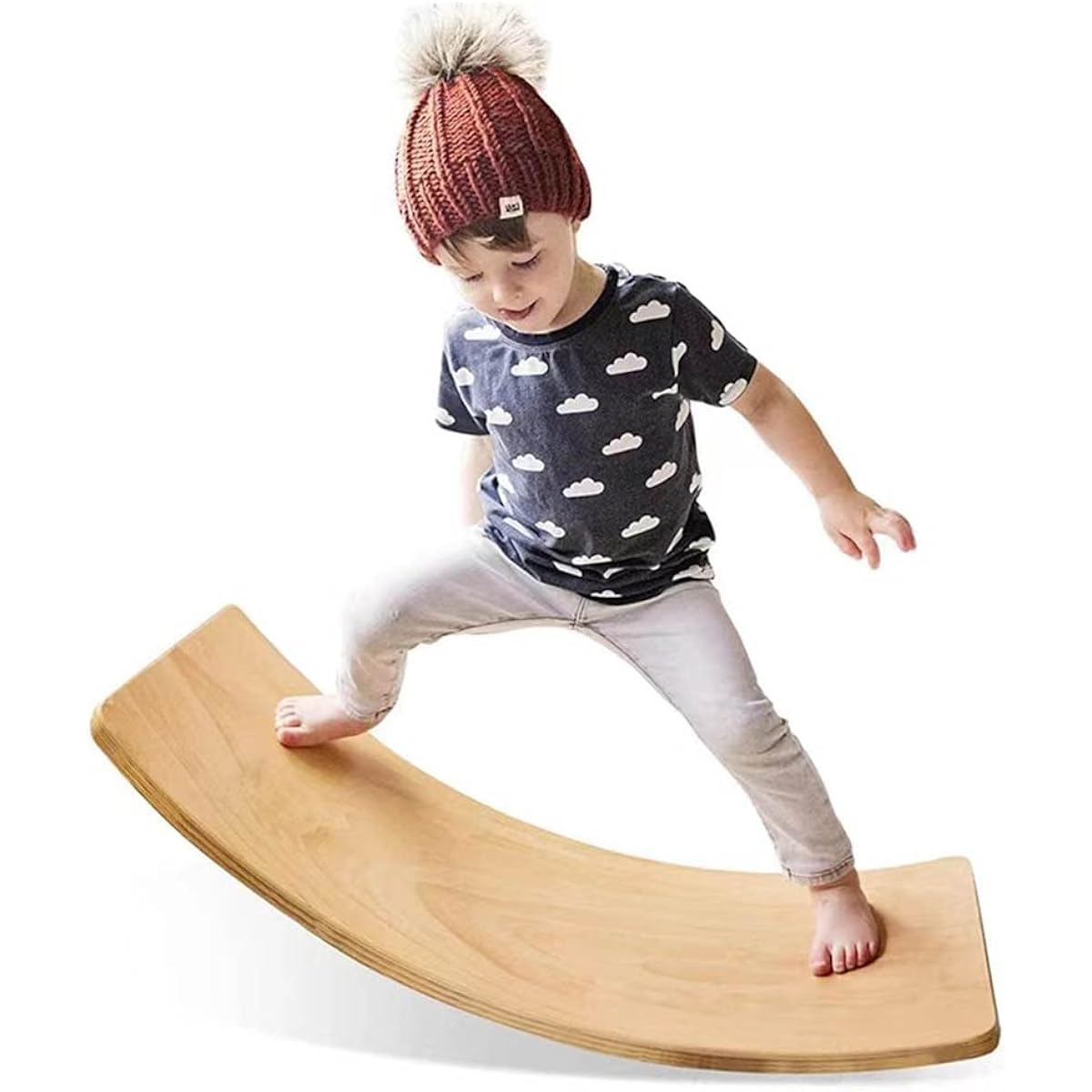 Haimai Children's Wooden Balance Board, Yoga Board, Fitness Slide Board, Non-slip for Children, Training, Indoor and Outdoor Practice, Home Time, Diet, Birthday Gift