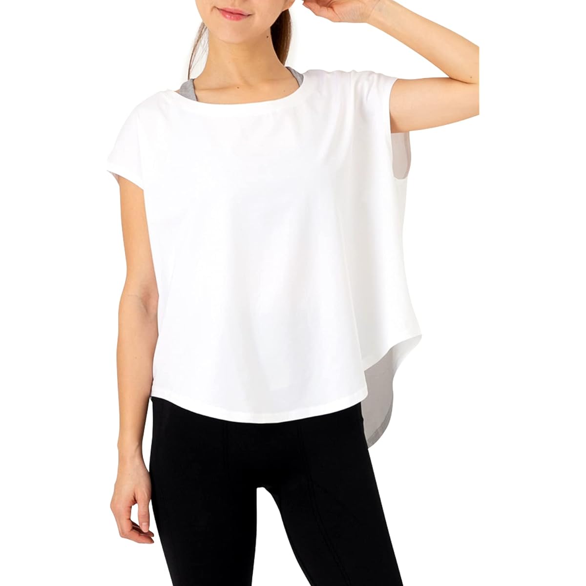 [necker] Sportswear, Yoga Wear, Short Sleeve Tops, Yoga, Hot Yoga, Running Wear, Stretchy, Sweat Absorbent, Quick Drying, Women's