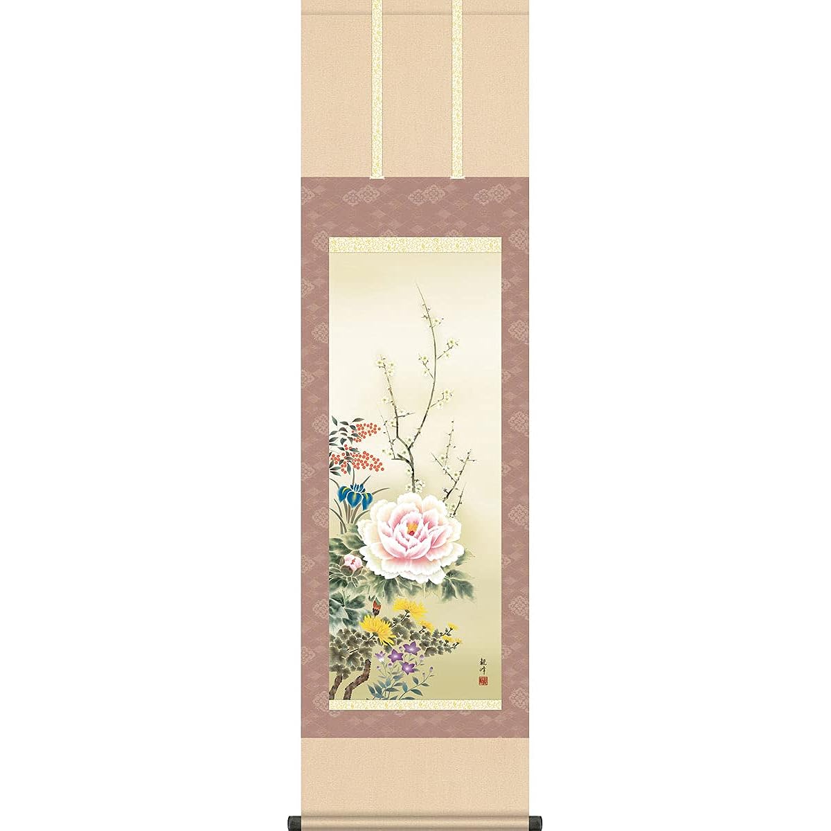 Hanging Scroll Hanging Scroll All Year Round Spring, Summer, Autumn, Winter, Four Seasons Flowers, Yamamura Kanbo [Shakusantachi, Slightly Smaller] Approx. Width 44.5cm x Height 164cm Yuinoya-san.com g4553 KZ2MA1-087