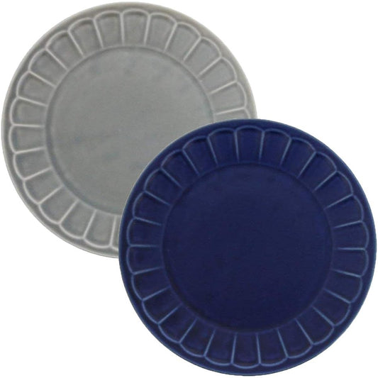 Tableware East Shinogi Flower Rim Plate 23cm Navy & Gray Set Large Plate Pasta Plate Plate Dinner Plate Dessert Plate