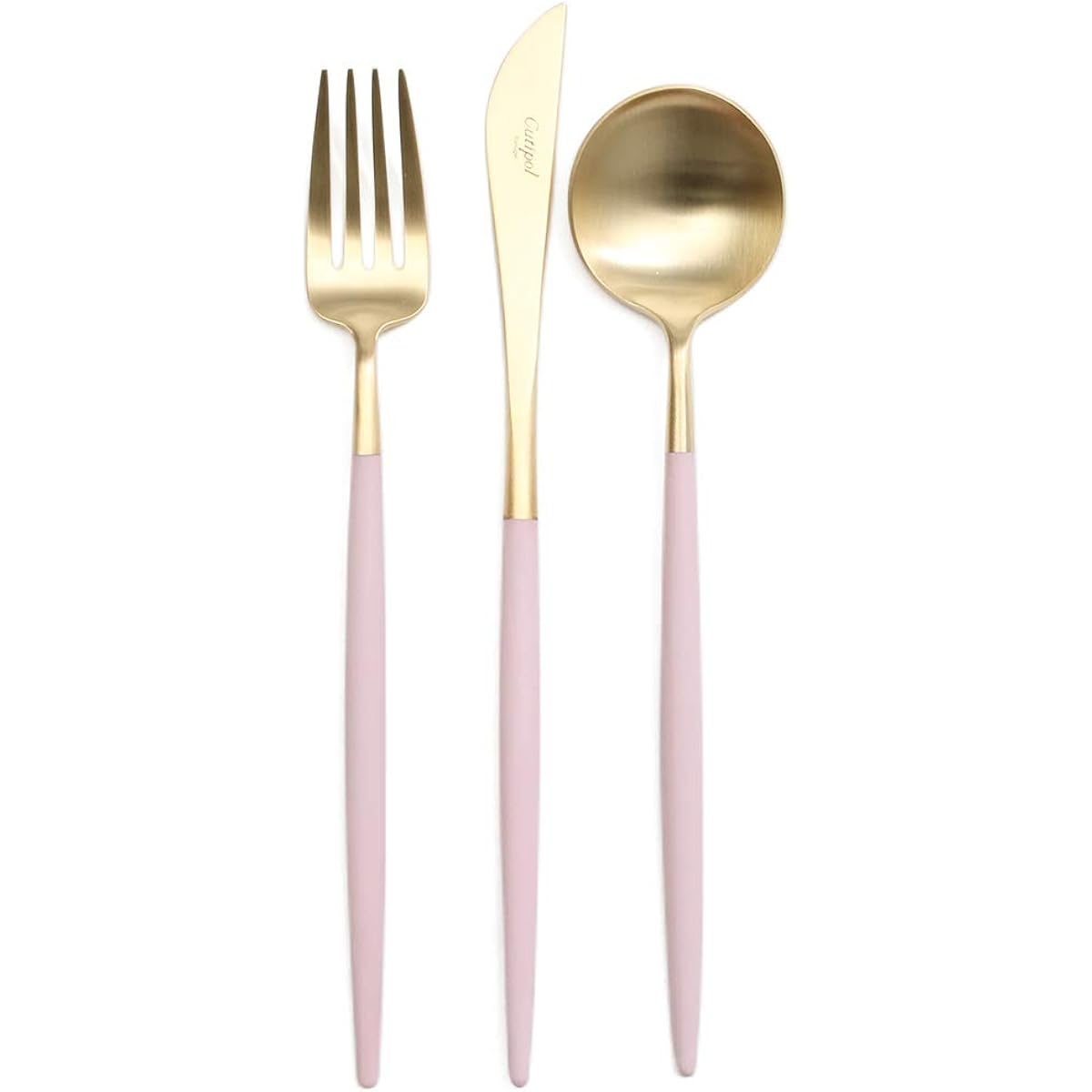 Cutipol GOA Pink Matte Gold Dessert 3 Piece Set (Knife, Fork, Spoon)