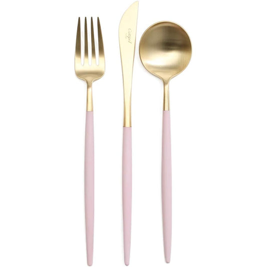 Cutipol GOA Pink Matte Gold Dessert 3 Piece Set (Knife, Fork, Spoon)