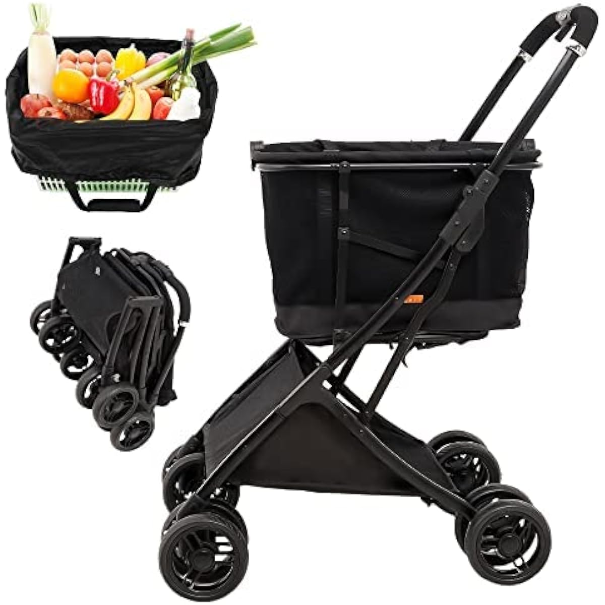 créer Shopping Cart (Cart + Dedicated Shopping Bag) Folding 4 Wheel Shopping Cart Mother's Day Birthday