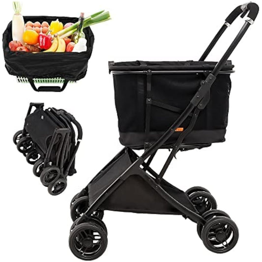 créer Shopping Cart (Cart + Dedicated Shopping Bag) Folding 4 Wheel Shopping Cart Mother's Day Birthday