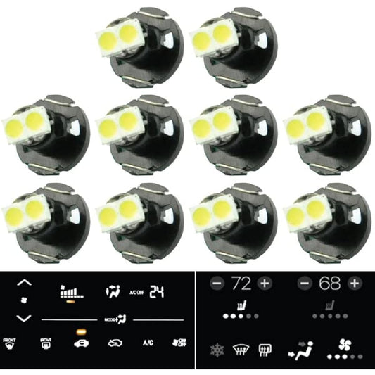 JTECH 10 X T4.2 NEO WEDGE 2 SMD LED White Automobile Instruments Cluster Panel A/C Dash Climate Gauge Control Light Light bulb