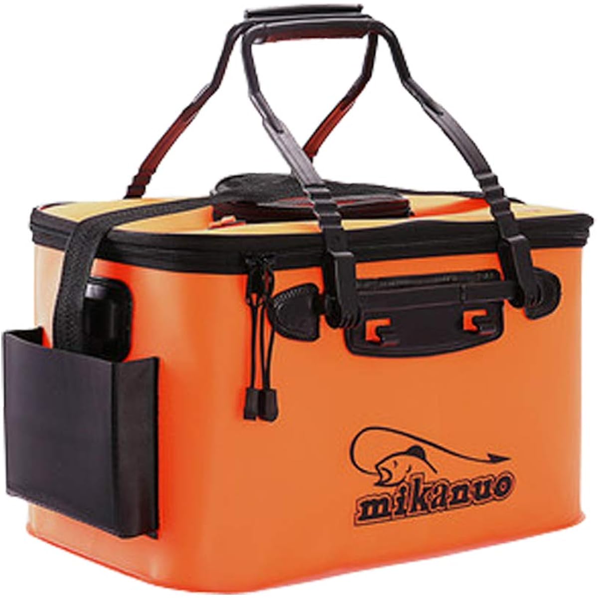 TRAVELER GUITAR Fishing Bucket Bucket, Large Capacity, Fishing Case, Ventilation Mesh, 50cm, Foldable, Compact, with Handle, Outdoor (Orange, 50cm)