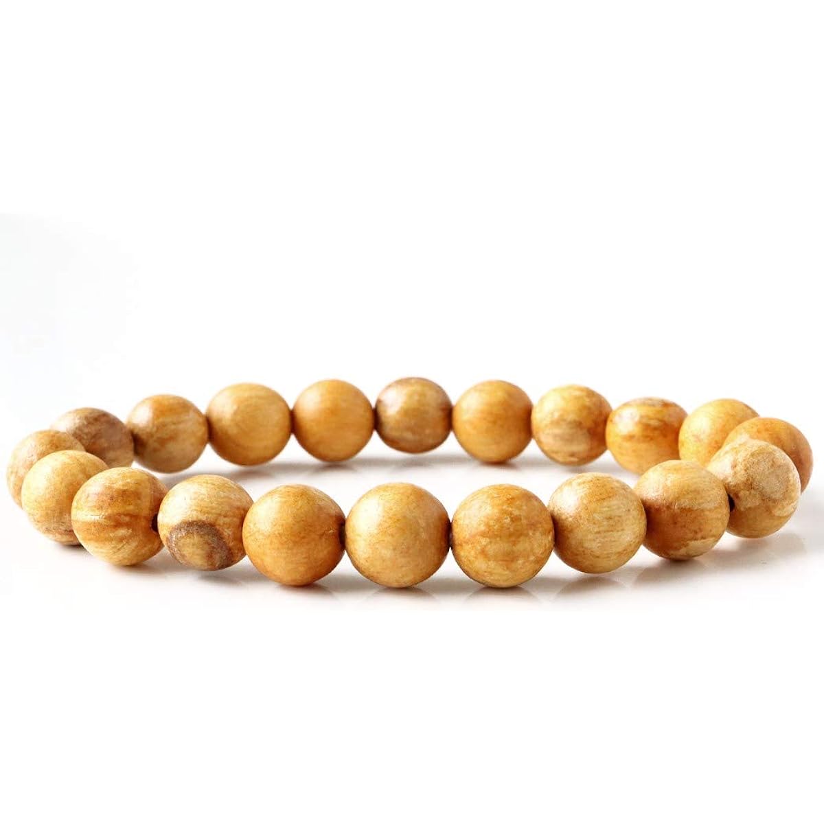 [GOLD STONE] Palo Santo Bracelet 10mm Peruvian Sacred Tree Holy Wood Wooden Prayer Beads Fragrant Wood