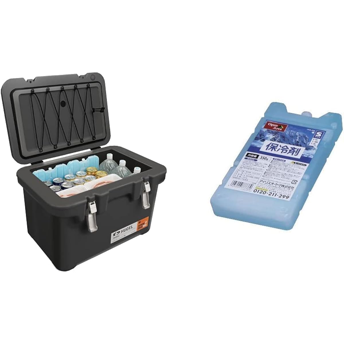 [Set] Iris Ohyama Vacuum Insulated Cooler Box 40L Charcoal Gray Cooler Box Leisure Cooler Outdoor Sports HUGEL VITC-40+Iris Ohyama Ice Pack Hard CKB-350