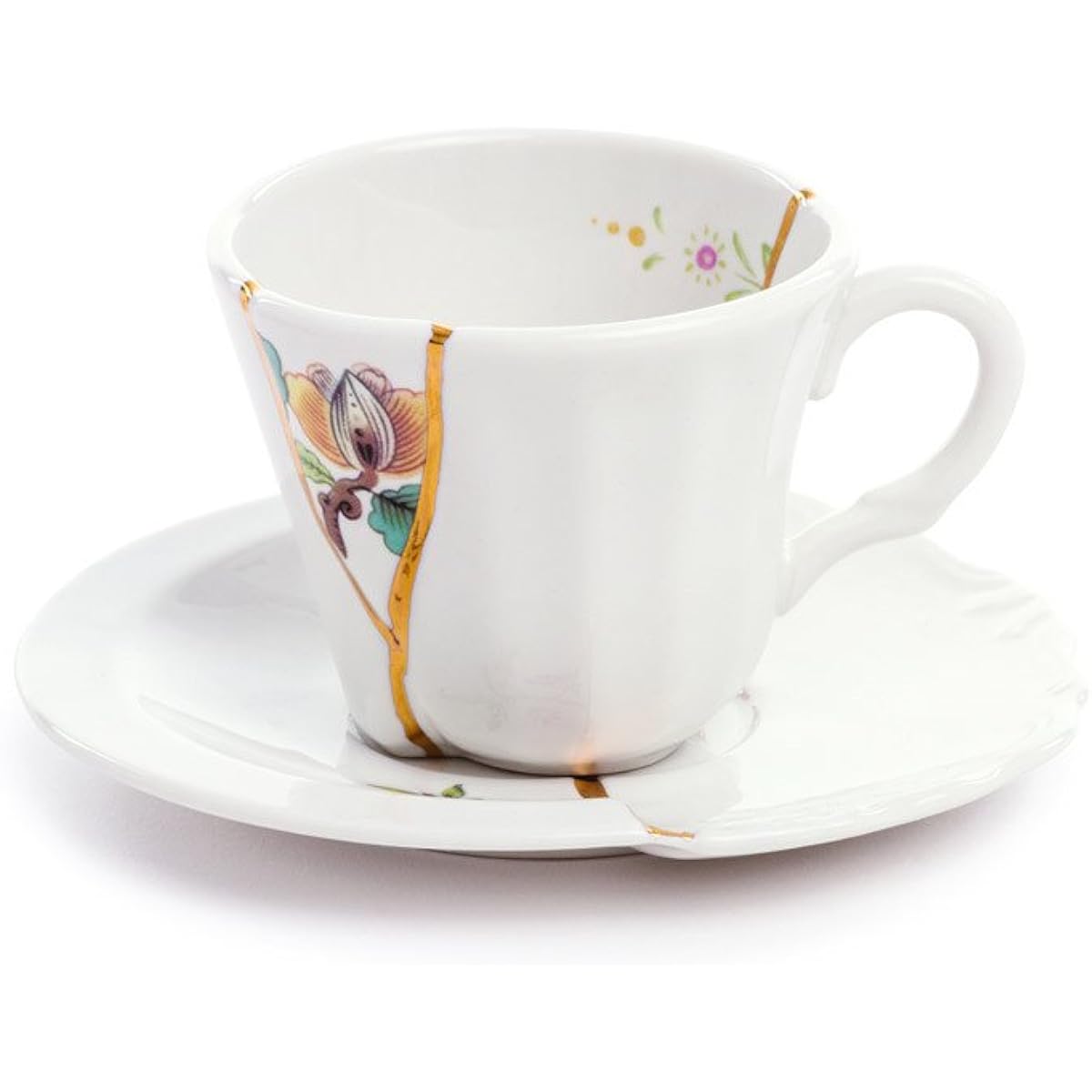 SELETTI kintsugi cup & saucer n'3 stylish interior cup saucer tableware Seletti porcelain art kintsugi design hot tea handle handle white