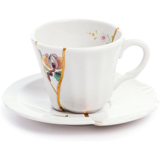 SELETTI kintsugi cup & saucer n'3 stylish interior cup saucer tableware Seletti porcelain art kintsugi design hot tea handle handle white