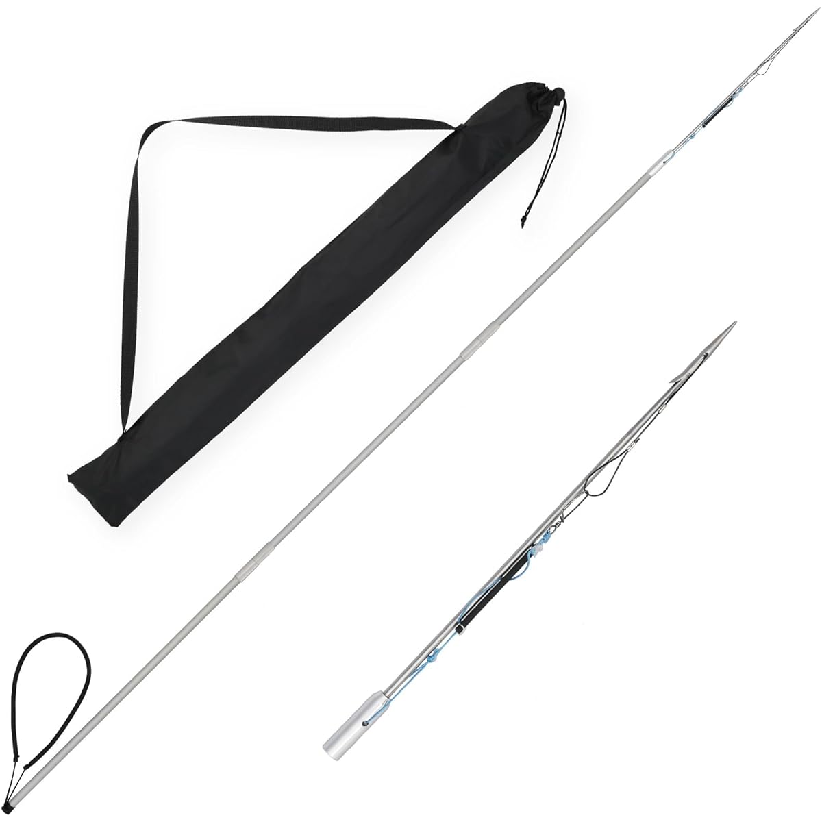 Waistcoat harpoon 3 pieces + harpoon tip Adjustable at 166cm or 233cm Lightweight Easy to carry (all fits in a 70cm long bag) The shaft does not bend and the power does not decrease Fish thrust Spearfishing Hand harpoon Spear harpoon