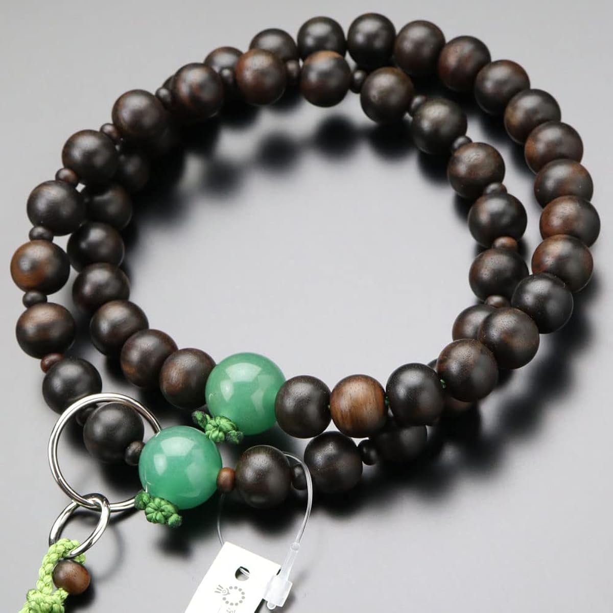 ≪Special Price≫ Nenju.com Jodo Sect Prayer Beads for Men 30,000 Jodo Striped Ebony (Matte) Indian Jade Genuine Silver Ring Sanskrit Tenbo [Regular Prayer Beads Kyoto Prayer Beads Kyoto Indian Jade Aventurine Funeral Funeral Memorial Service Memorial Serv