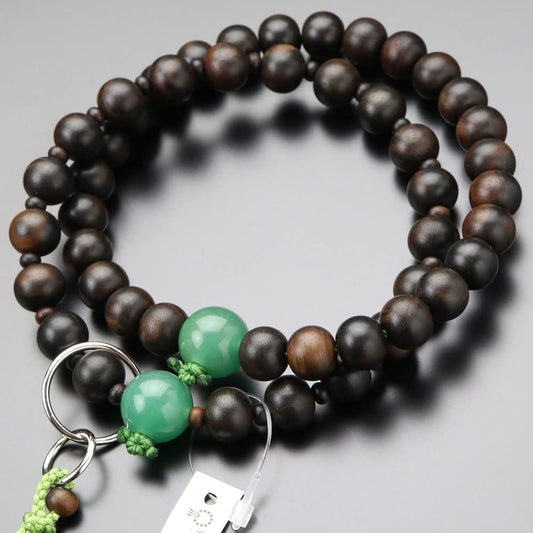 ≪Special Price≫ Nenju.com Jodo Sect Prayer Beads for Men 30,000 Jodo Striped Ebony (Matte) Indian Jade Genuine Silver Ring Sanskrit Tenbo [Regular Prayer Beads Kyoto Prayer Beads Kyoto Indian Jade Aventurine Funeral Funeral Memorial Service Memorial Serv