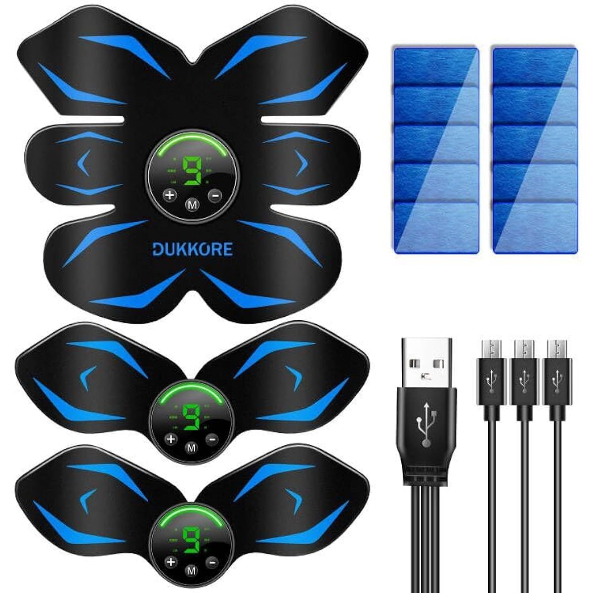 [Enhanced version/multi-part use] EMS abdominal muscle belt, USB rechargeable, vibration type, LCD display, 6 types of modes, 9 levels of strength, arm muscle, abdominal muscle pad, muscle training equipment, training machine, 10 gel sheets included, uni