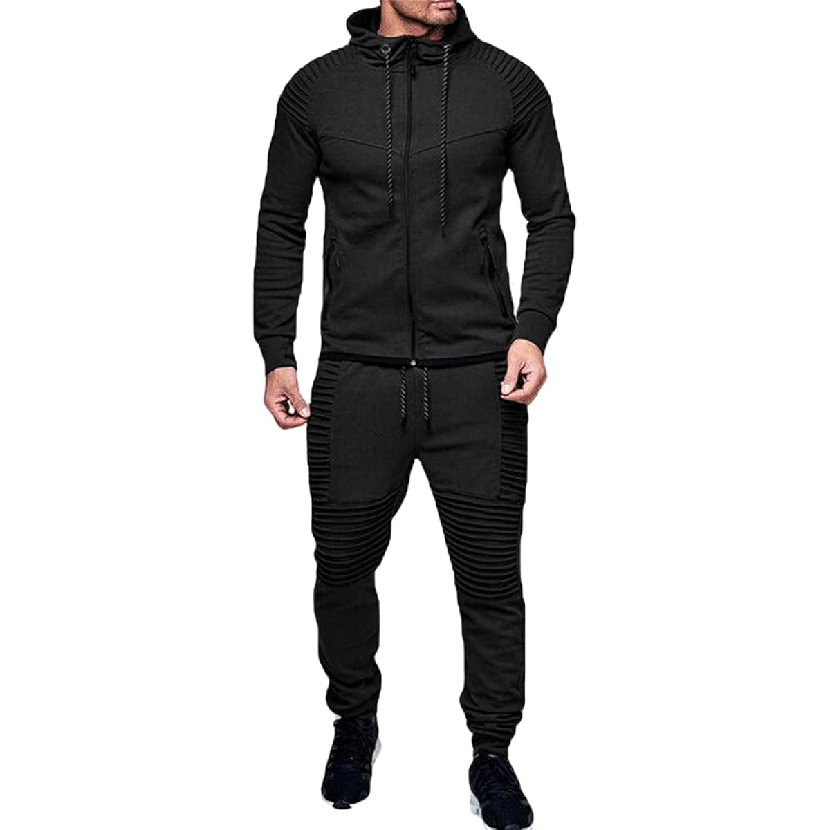 [ETSP] [HUA] Men's Sweatshirt Top and Bottom, Stylish Jersey, Top and Bottom Set, Warm, Autumn/Winter, Loungewear, Parka, Hood, Sweatshirt, Outerwear, 4 Colors, M-XL