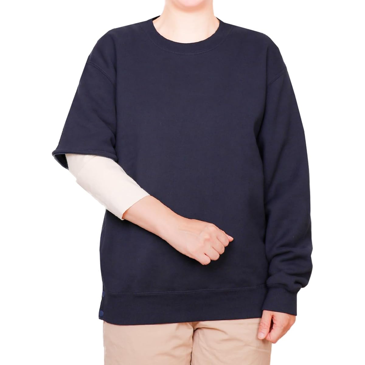 [KIRARERU] Warm sweatshirt [for fractures on the right side] (unisex) Warm with removable sleeves Clothes specifically for fractures Clothes for arm fractures Clothes for shoulder fractures Clothes for clavicle fractures