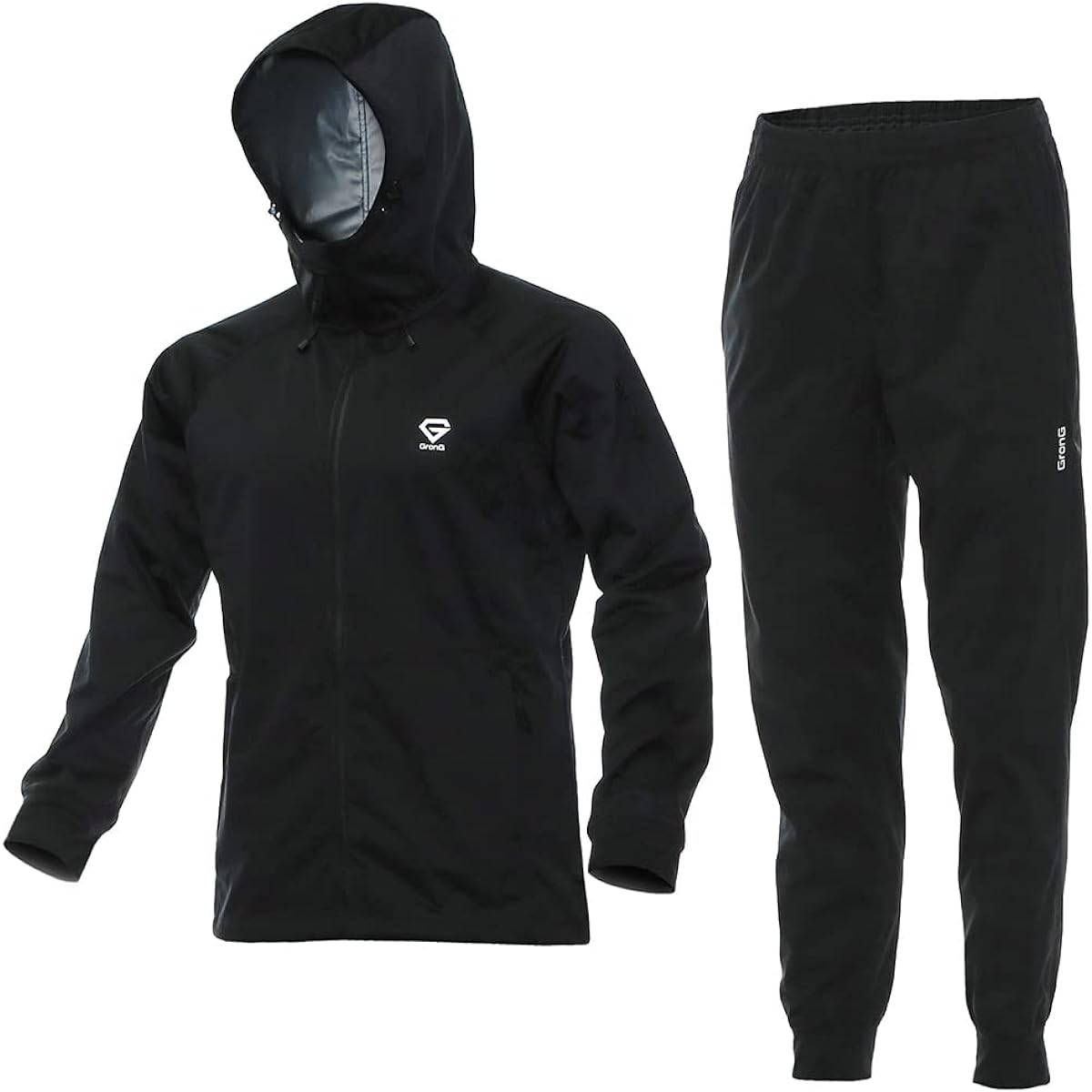 GronG Sauna Suit Men's Women's Top and Bottom Set Walking Running Wear Washable TPU Laminated 2WAY Stretch Fabric