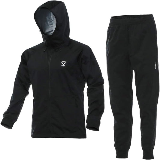 GronG Sauna Suit Men's Women's Top and Bottom Set Walking Running Wear Washable TPU Laminated 2WAY Stretch Fabric