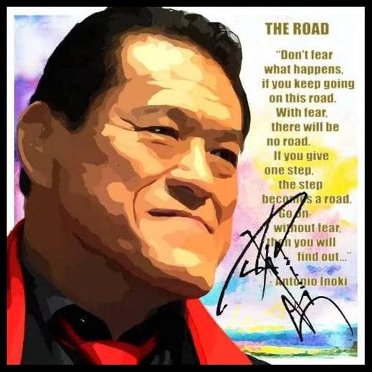 Praline Art Frame Antonio Inoki Overseas Sports Art Panel Wooden Wall Hanging Poster Interior Pro Wrestling Goods (26*26cm Art Panel Only)