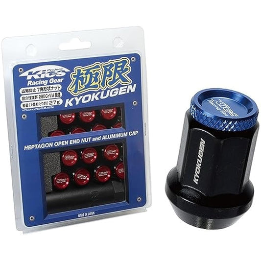 KYO-EI (Kyoei Sangyo) Extreme Through Nut with Aluminum Cap M12XP1.5 16P Blue 16 pieces HP16KU