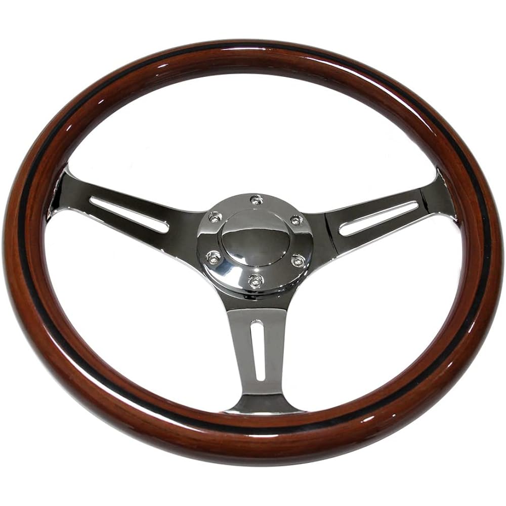 Wood steering classic type chrome spoke N35W