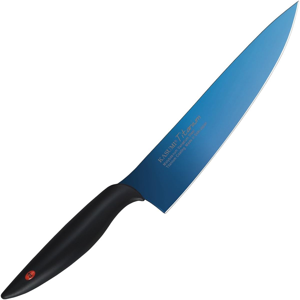 SUMIKAMA Kasumi Knife, Titanium Coating, Sword-Shaped Knife, Made in Japan, 20cm, Gyuto, Meat, Vegetables, Rust Resistant, Sharpness, Color, Blue, Made in Seki City, KASUMI 22020/B
